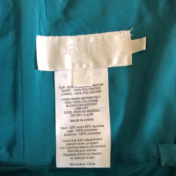 David’s Bridal Teal Strapless Lace Short Dress - Picture 5 of 10